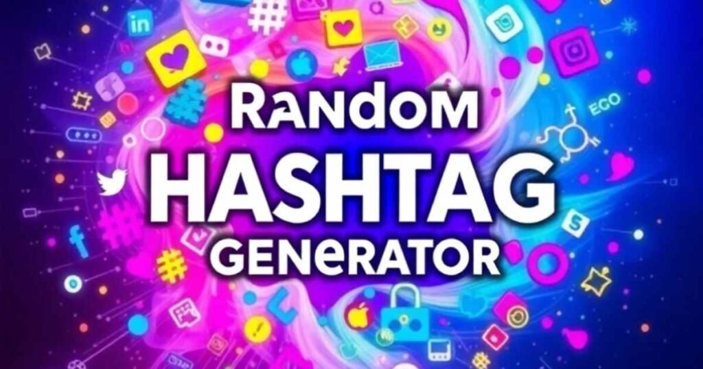 Random Hashtag Generator tool interface showing trending and relevant hashtags