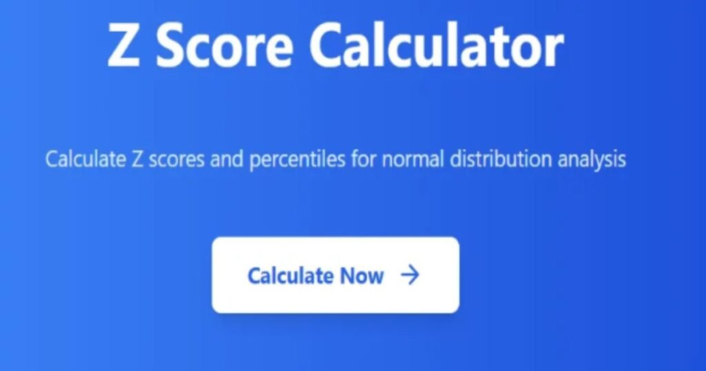 Online Z Score Calculator interface for calculating standard scores and percentiles in normal distribution analysis.
